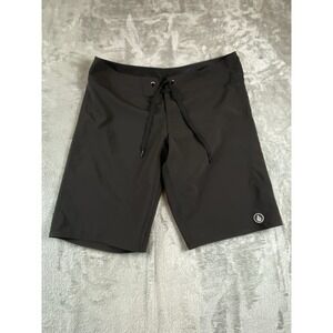 Volcom Women's Size 7 Simply Solid Black BoardShorts UPF 50+ Drawer string Waist